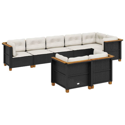 8 Piece Garden Sofa Set with Cushions Black Poly Rattan Payday Deals