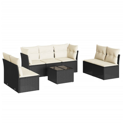 8 Piece Garden Sofa Set with Cushions Black Poly Rattan Payday Deals