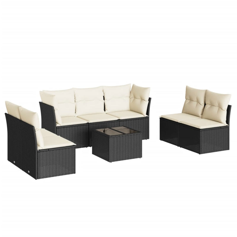 8 Piece Garden Sofa Set with Cushions Black Poly Rattan Payday Deals