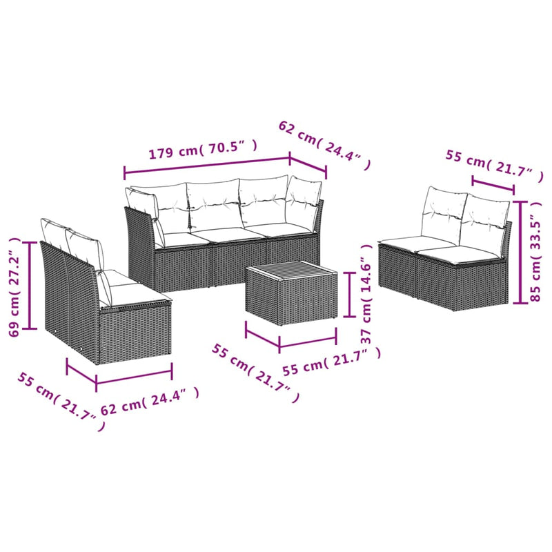 8 Piece Garden Sofa Set with Cushions Black Poly Rattan Payday Deals