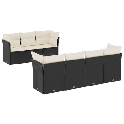 8 Piece Garden Sofa Set with Cushions Black Poly Rattan Payday Deals