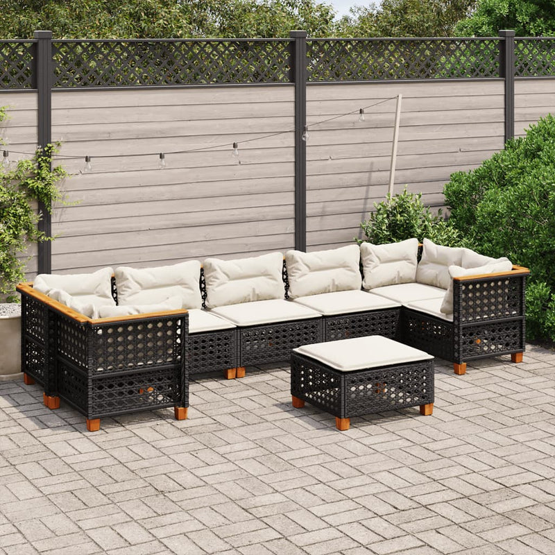 8 Piece Garden Sofa Set with Cushions Black Poly Rattan Payday Deals