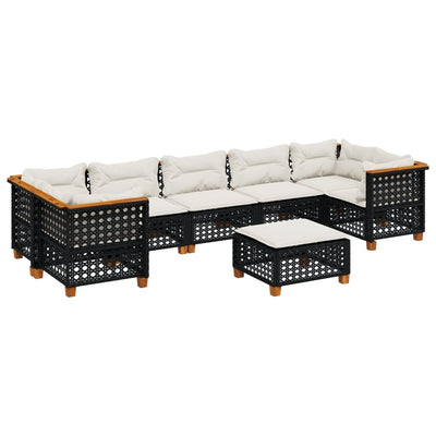 8 Piece Garden Sofa Set with Cushions Black Poly Rattan Payday Deals