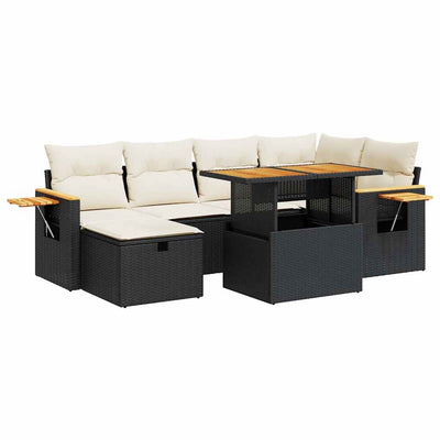 8 Piece Garden Sofa Set with Cushions Black Poly Rattan Payday Deals