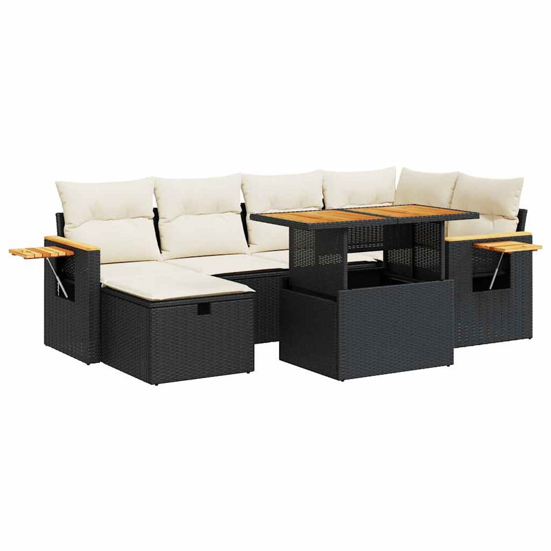 8 Piece Garden Sofa Set with Cushions Black Poly Rattan Payday Deals