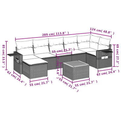 8 Piece Garden Sofa Set with Cushions Black Poly Rattan Payday Deals