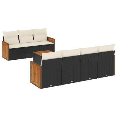 8 Piece Garden Sofa Set with Cushions Black Poly Rattan Payday Deals