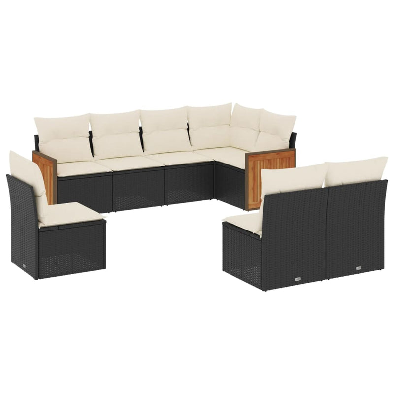 8 Piece Garden Sofa Set with Cushions Black Poly Rattan Payday Deals