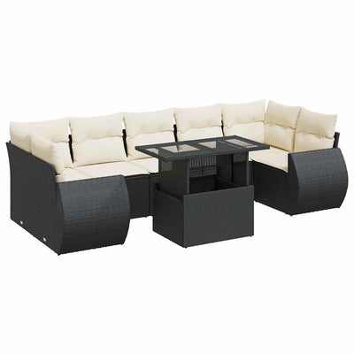 8 Piece Garden Sofa Set with Cushions Black Poly Rattan Payday Deals