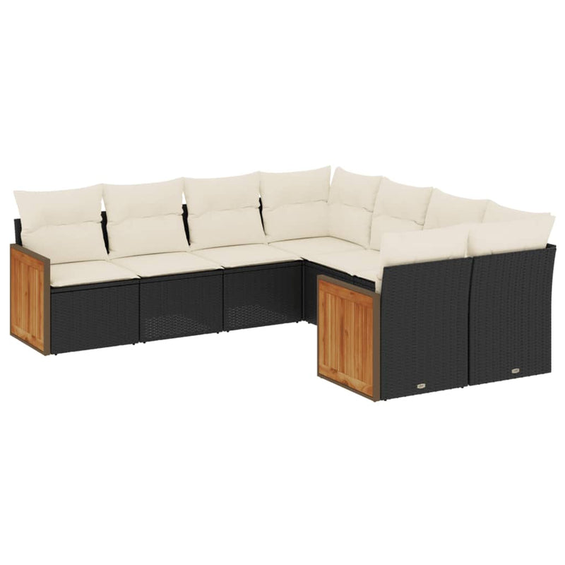 8 Piece Garden Sofa Set with Cushions Black Poly Rattan Payday Deals