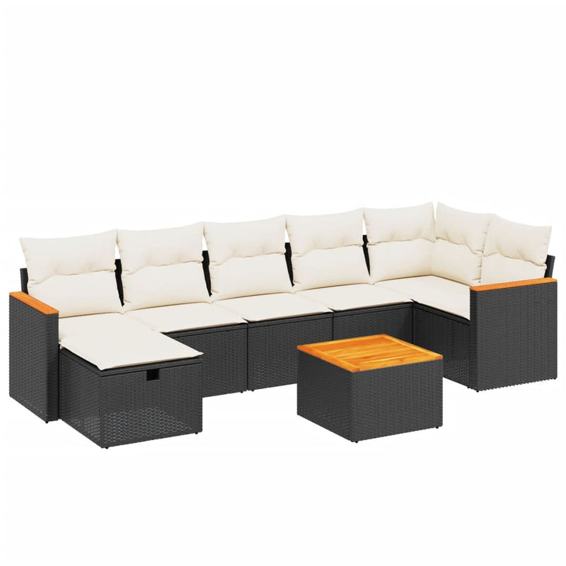 8 Piece Garden Sofa Set with Cushions Black Poly Rattan Payday Deals