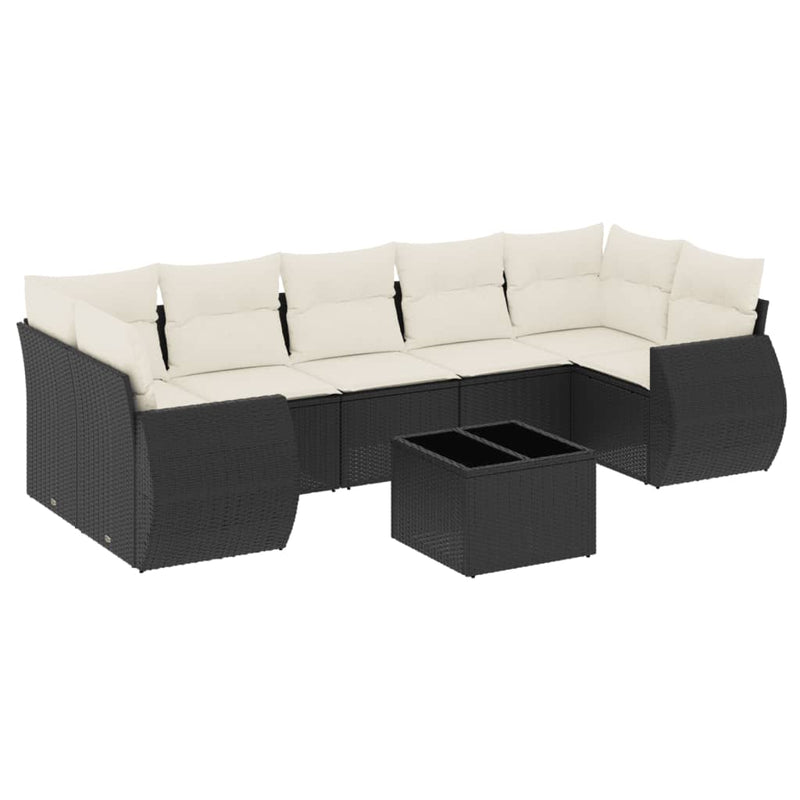 8 Piece Garden Sofa Set with Cushions Black Poly Rattan Payday Deals