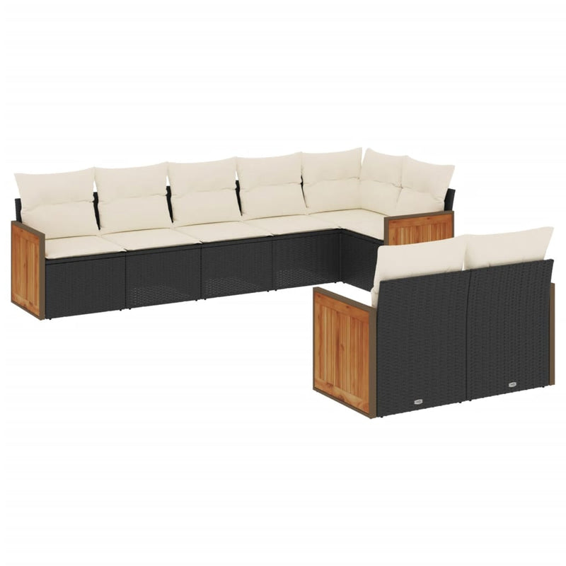 8 Piece Garden Sofa Set with Cushions Black Poly Rattan Payday Deals