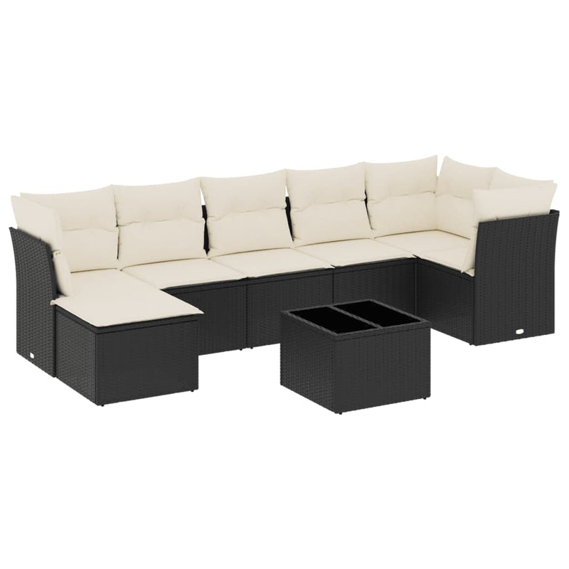 8 Piece Garden Sofa Set with Cushions Black Poly Rattan Payday Deals