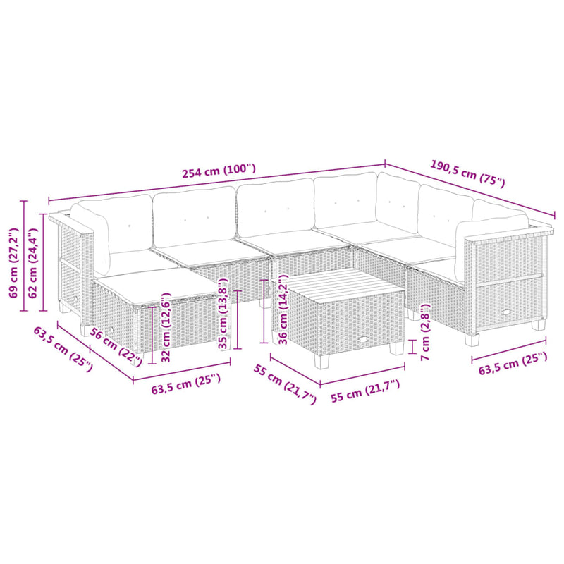 8 Piece Garden Sofa Set with Cushions Black Poly Rattan Payday Deals