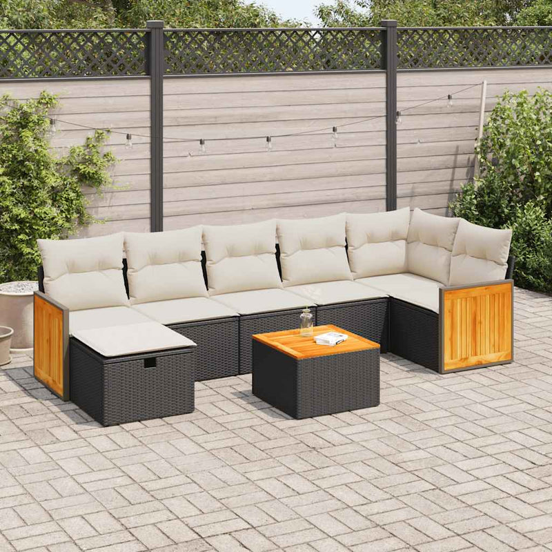 8 Piece Garden Sofa Set with Cushions Black Poly Rattan Payday Deals
