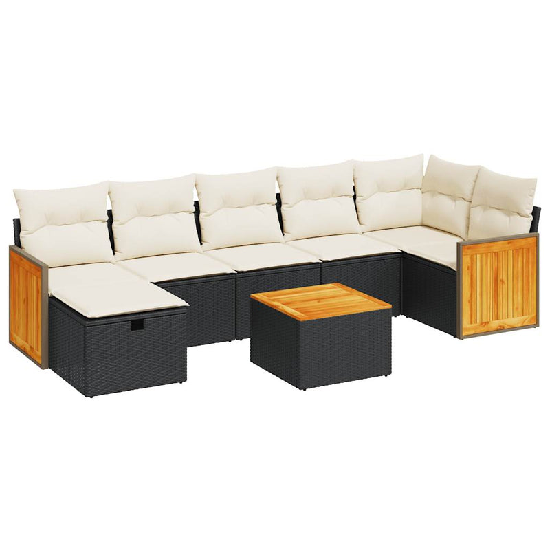 8 Piece Garden Sofa Set with Cushions Black Poly Rattan Payday Deals