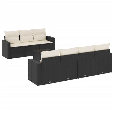8 Piece Garden Sofa Set with Cushions Black Poly Rattan Payday Deals