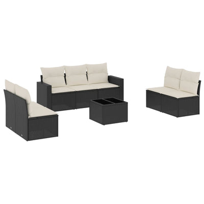 8 Piece Garden Sofa Set with Cushions Black Poly Rattan Payday Deals