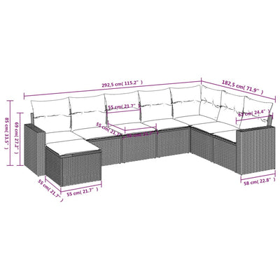 8 Piece Garden Sofa Set with Cushions Black Poly Rattan Payday Deals