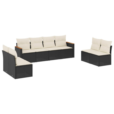 8 Piece Garden Sofa Set with Cushions Black Poly Rattan Payday Deals