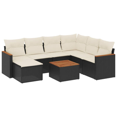 8 Piece Garden Sofa Set with Cushions Black Poly Rattan Payday Deals