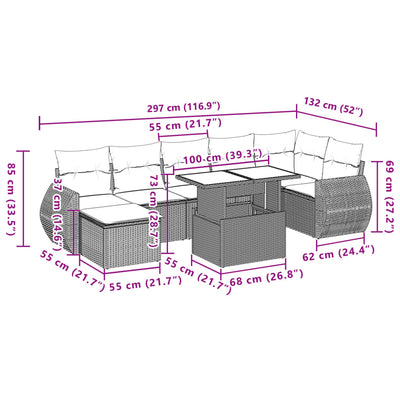8 Piece Garden Sofa Set with Cushions Black Poly Rattan Payday Deals