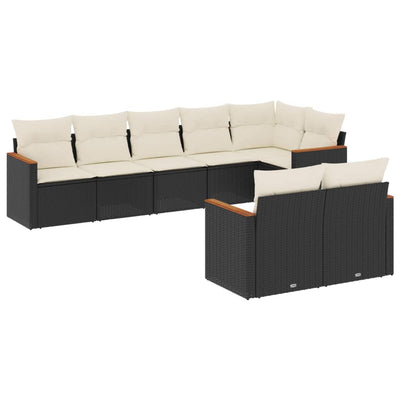 8 Piece Garden Sofa Set with Cushions Black Poly Rattan Payday Deals