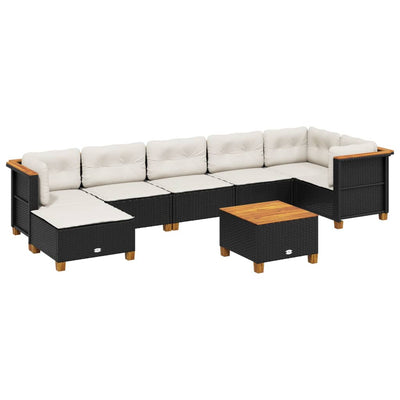 8 Piece Garden Sofa Set with Cushions Black Poly Rattan Payday Deals
