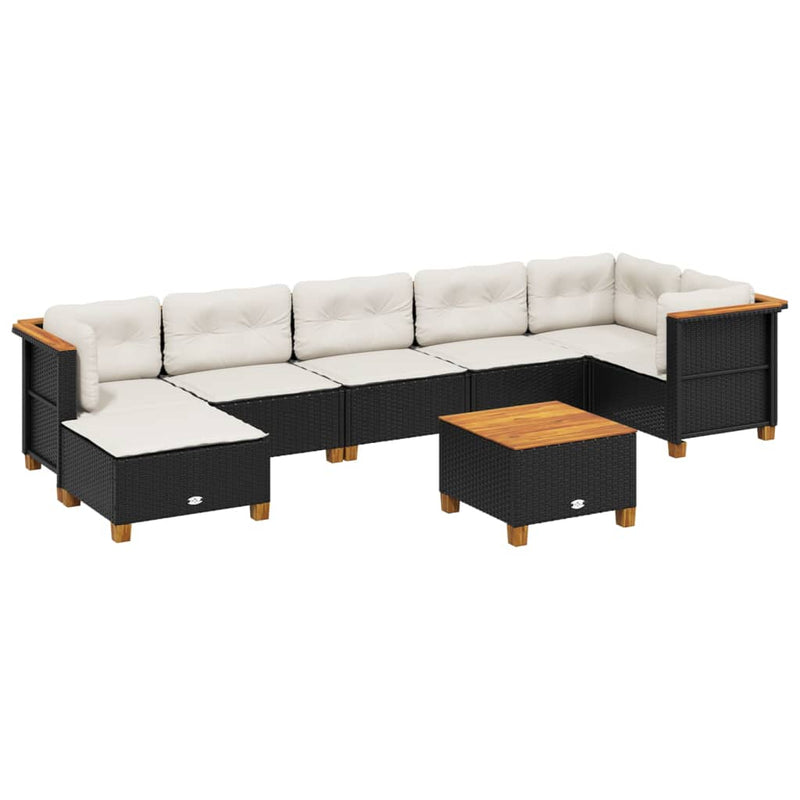 8 Piece Garden Sofa Set with Cushions Black Poly Rattan Payday Deals