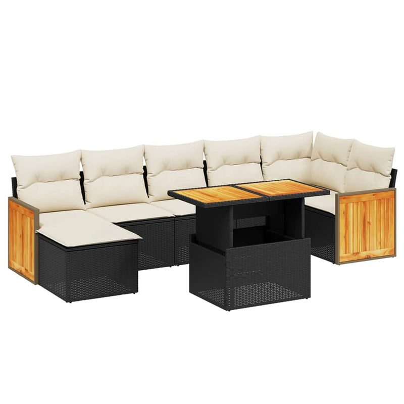 8 Piece Garden Sofa Set with Cushions Black Poly Rattan Payday Deals