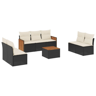 8 Piece Garden Sofa Set with Cushions Black Poly Rattan Payday Deals