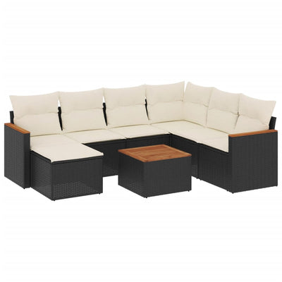 8 Piece Garden Sofa Set with Cushions Black Poly Rattan Payday Deals
