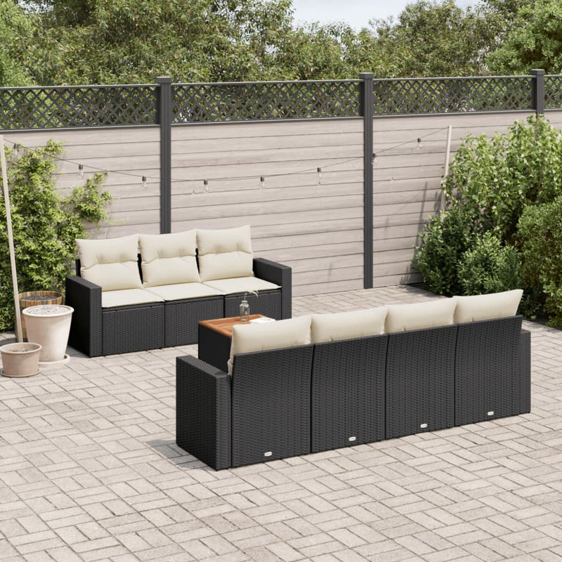 8 Piece Garden Sofa Set with Cushions Black Poly Rattan Payday Deals