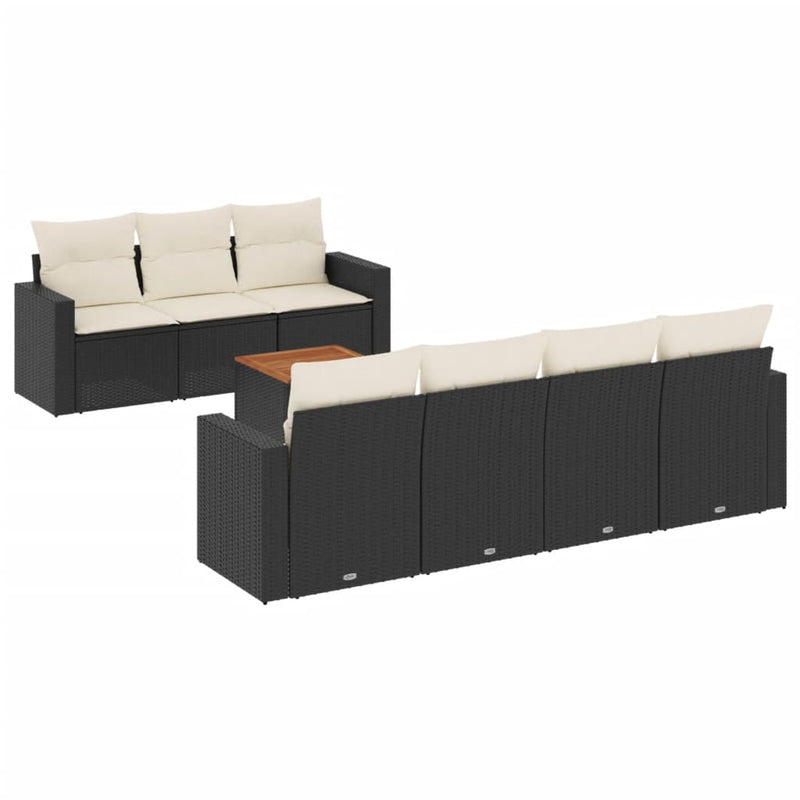 8 Piece Garden Sofa Set with Cushions Black Poly Rattan Payday Deals