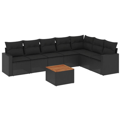 8 Piece Garden Sofa Set with Cushions Black Poly Rattan Payday Deals