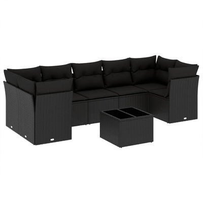 8 Piece Garden Sofa Set with Cushions Black Poly Rattan Payday Deals