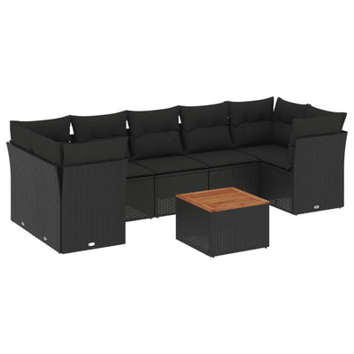 8 Piece Garden Sofa Set with Cushions Black Poly Rattan Payday Deals