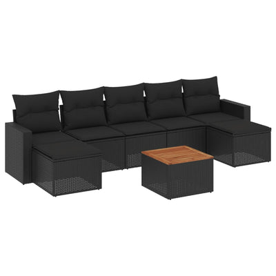 8 Piece Garden Sofa Set with Cushions Black Poly Rattan Payday Deals