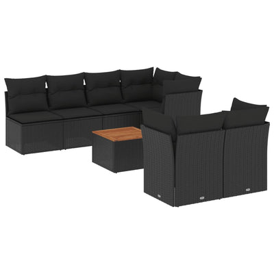 8 Piece Garden Sofa Set with Cushions Black Poly Rattan Payday Deals