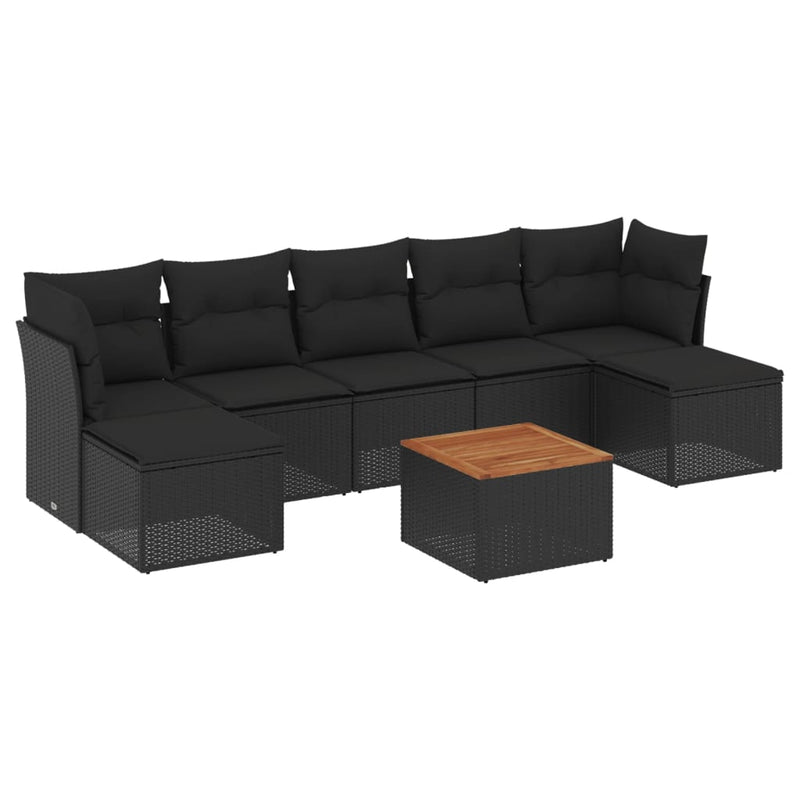 8 Piece Garden Sofa Set with Cushions Black Poly Rattan Payday Deals