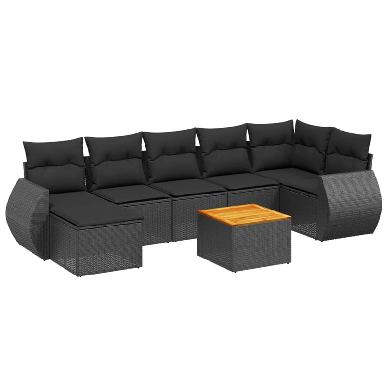 8 Piece Garden Sofa Set with Cushions Black Poly Rattan Payday Deals