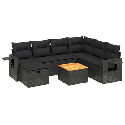 8 Piece Garden Sofa Set with Cushions Black Poly Rattan Payday Deals