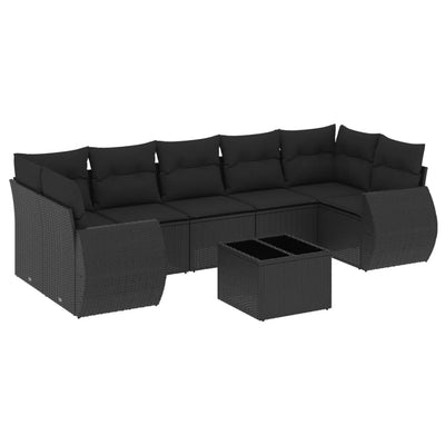 8 Piece Garden Sofa Set with Cushions Black Poly Rattan Payday Deals