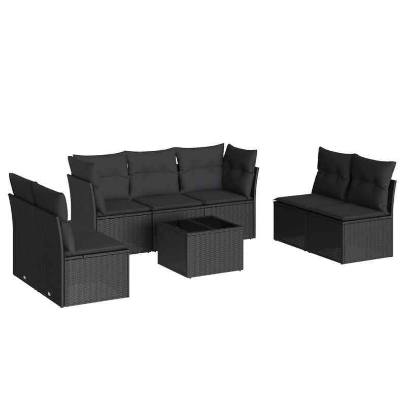 8 Piece Garden Sofa Set with Cushions Black Poly Rattan Payday Deals