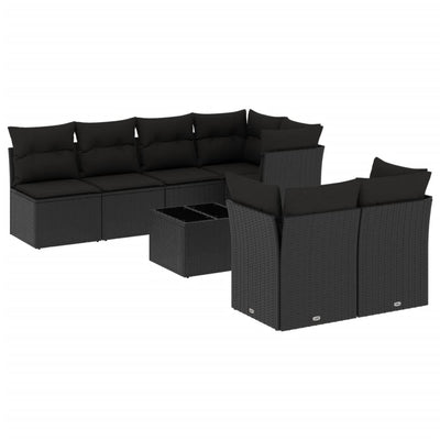 8 Piece Garden Sofa Set with Cushions Black Poly Rattan Payday Deals