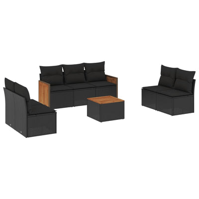 8 Piece Garden Sofa Set with Cushions Black Poly Rattan Payday Deals