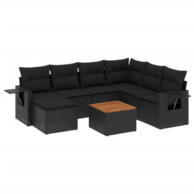 8 Piece Garden Sofa Set with Cushions Black Poly Rattan Payday Deals