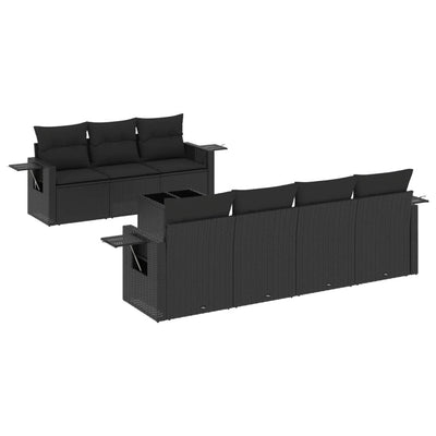 8 Piece Garden Sofa Set with Cushions Black Poly Rattan Payday Deals