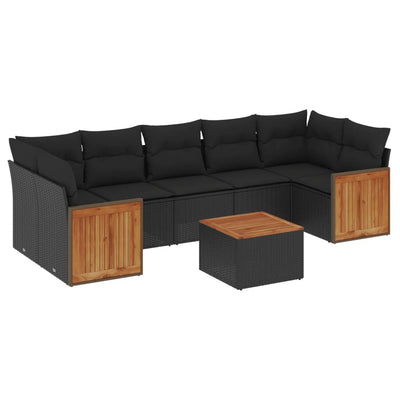 8 Piece Garden Sofa Set with Cushions Black Poly Rattan Payday Deals